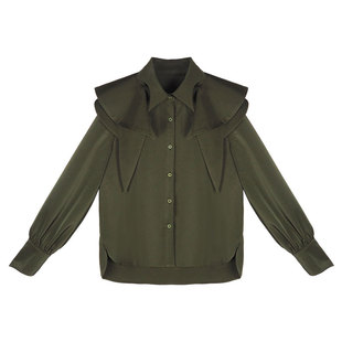 咖沫原创高级感法式复古衬衫女秋季新款可拆卸斗篷小众设计感上衣