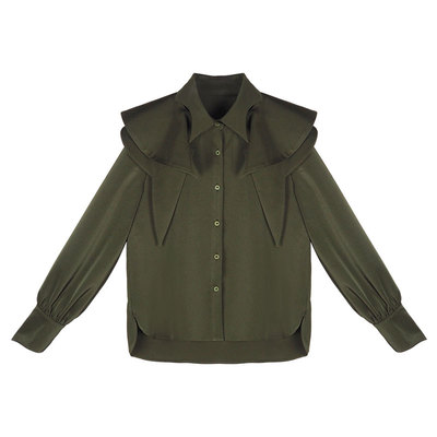 咖沫原创春季复古衬衫法式可拆卸