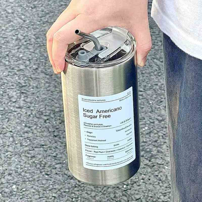 小众咖啡杯办公室不锈钢杯子随行冰美式外带保温吸管水杯女冰霸杯