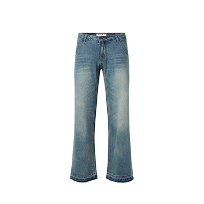 SEGI 原创设计季新款复古水洗做旧蓝牛仔裤女阔腿直筒显瘦裤子