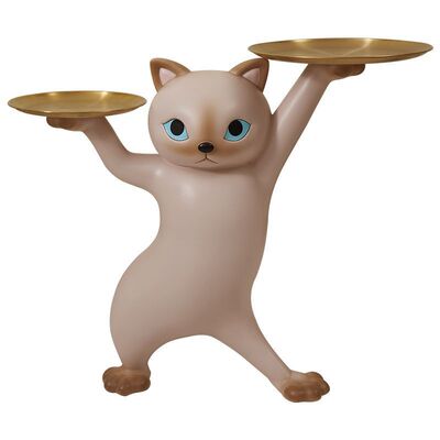 创意妖娆猫咪摆件大型落地客厅电视柜旁托盘收纳轻奢卧室床头装饰