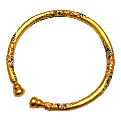 燕归山青砚国风描金足银轻奢手镯