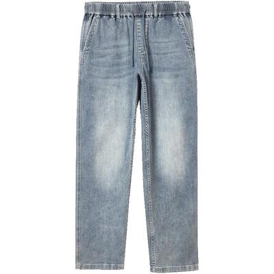 杰克琼斯logo贴布廓形长裤牛仔裤