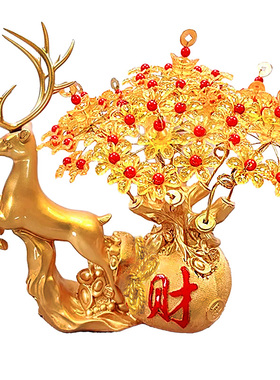 新年财鹿发财树酒柜装饰品