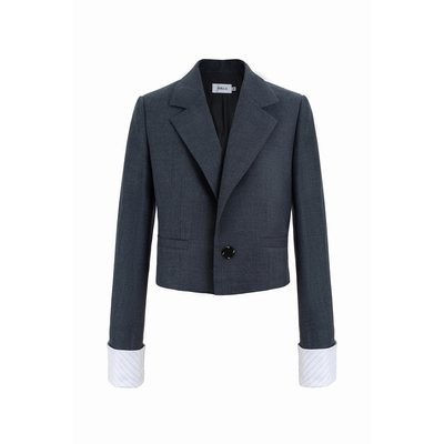 WEPRIVE 气质黑色西装套装女士职业通勤正装收腰修身西服外套