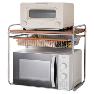 霜山微波炉铁艺置物架厨房烤箱空气炸锅支架复古多功能台面收纳架