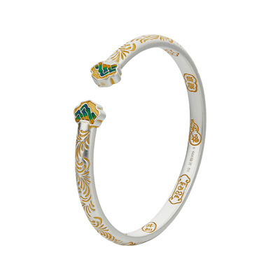 顺庆银楼足银9999描金万如意手镯