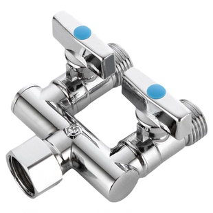 水龙头三通分水阀接头一进二出角阀四通热水器双控4分水管带开关