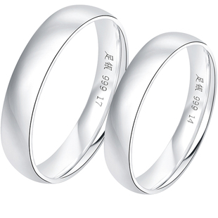 素圈情侣银戒指女小众设计感纯银999男戒指高颜值学生党生日礼物
