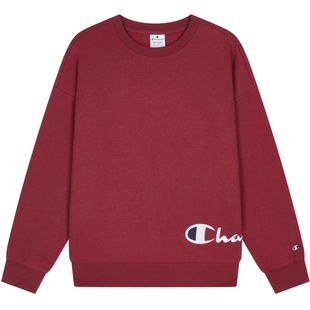 Champion冠军加绒卫衣女秋季新款休闲上衣美式印花加厚红色圣诞