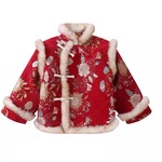 女童拜年服套装秋冬季加绒加厚中国风保暖超厚冬季过年汉服两件套