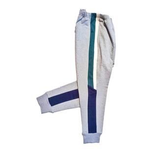 浅灰色校服裤子中小学生休闲运动长裤束腿裤墨绿色白色藏蓝色拼接