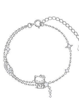 潮色绘x三丽鸥Hellokitty链S925银女链小众原创设计生日圣诞礼物