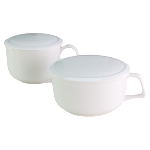 带把碗防烫大号汤碗燕麦碗泡面碗带盖微波炉碗把手饭盒骨瓷手柄碗