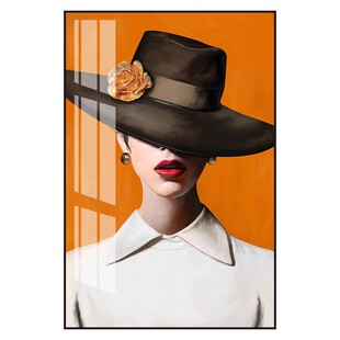 装饰画北欧风格客厅沙发背景墙帽子人物图玄关卧室轻奢镶钻晶瓷画