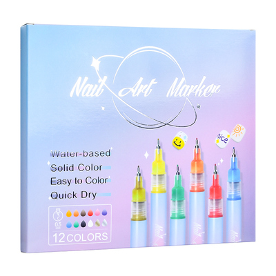 touchcolor美甲彩绘涂鸦笔日本进口笔头diy防水可叠色画花拉线针管笔按压阀门12色丙烯指甲笔艺术马克笔