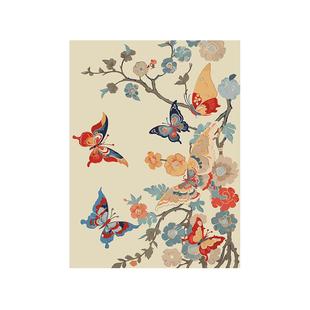 国风敦煌蝴蝶花卉数字油画diy手绘填色丙烯油彩画沙发背景装饰画