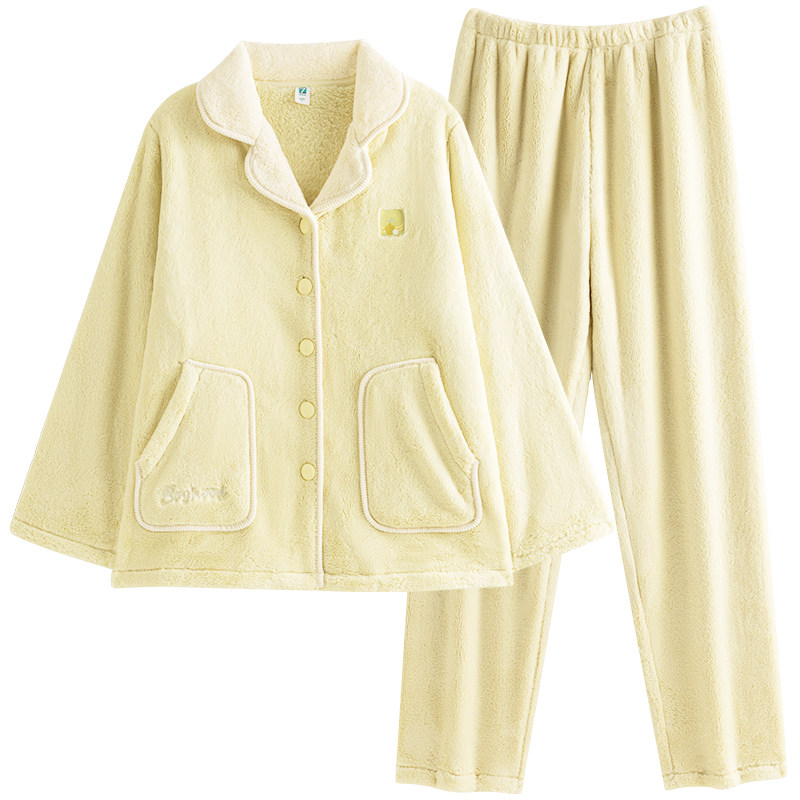 【李沁同款】七色纺珊瑚绒睡衣女款家居服加厚法兰绒秋冬季可外穿