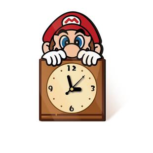 马里奥桌面时钟摆件客厅电视柜可爱摆台式钟表2025年新款装饰品