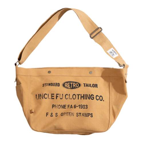 马登工装美式复古大容量斜挎报童包通勤帆布单肩健身机车邮差包男