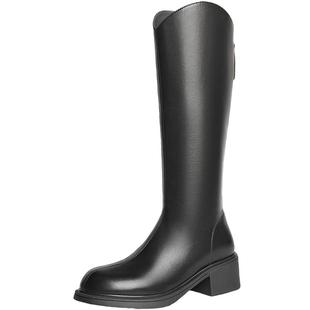 百丽女靴子高长靴女冬季新款骑士靴弹力瘦瘦靴长筒靴子B2134DG4