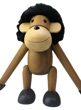 木偶长臂猴桌面书房摆件实木猩猩