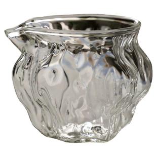 锤纹耐热玻璃公道杯核桃纹加厚水波纹公道杯大号分茶器茶海