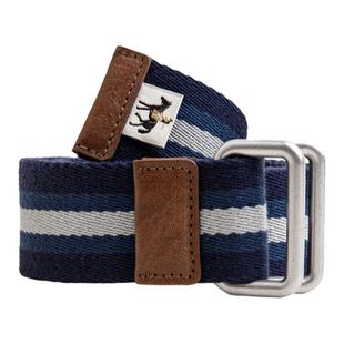 马登工装复古双环扣条纹腰带学院风免打孔松紧编织帆布配饰裤带男