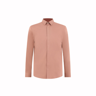 迪柯尼高端商务男装秋新品高级橙咖色抗皱正装衬衫