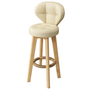 吧台椅现代简约家用实木高脚椅前台收银靠背高脚凳岛台旋转酒吧椅