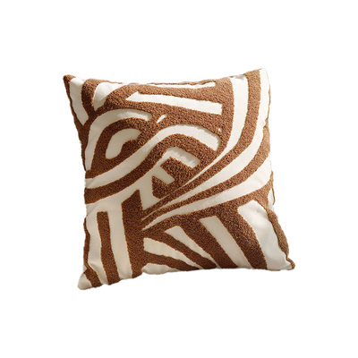 奶油风高级复古刺绣抱枕套沙发床上棕色腰靠枕靠垫飘窗枕方形枕芯