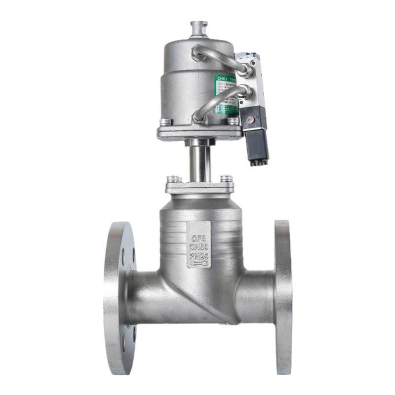 气控阀门法兰截止阀门切断阀塑料头配带电磁阀蒸汽DC24VAC220DN50