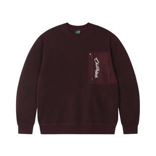 ChillHigh 秋冬简约休闲摇粒绒拼贴口袋刺绣保暖圆领Cleanfit卫衣