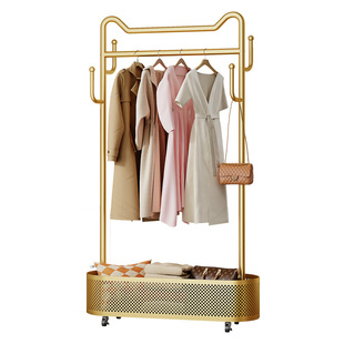 带轮移动挂衣架落地卧室收纳衣架现代简约多功能家用新中式衣帽架