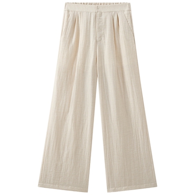 [秀场同款]COMME MOI吕燕设计师女装通勤收褶松紧阔腿裤