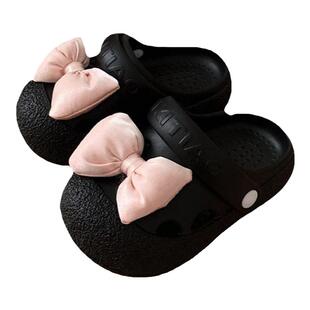 细细条 儿童仙女风蝴蝶结洞洞鞋夏季户外防滑女童度假沙滩凉拖鞋