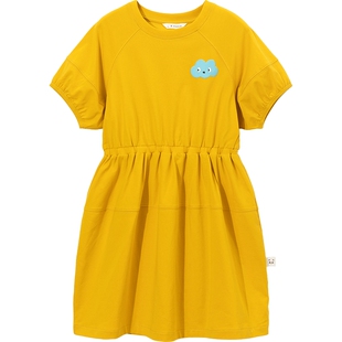 播broadcute童装春夏女童洋气百搭可爱肩泡泡袖连衣裙KGQ2L292