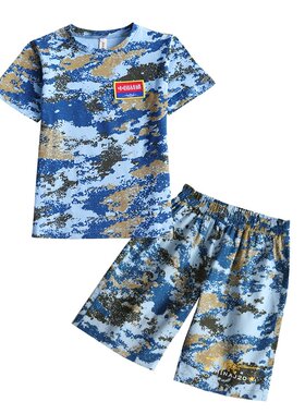 迷彩服儿童短袖夏装套装男童运动帅气特种兵军训小学生表演出服装