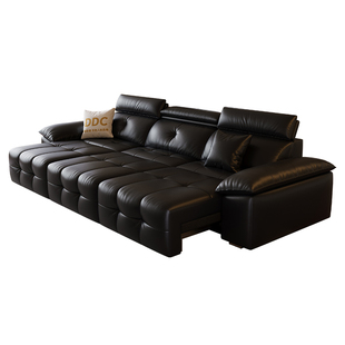 DDC意式轻奢劳伦斯真皮沙发电动功能可调节智能伸缩沙发床三人位