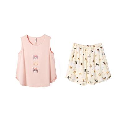 安之伴【巨凉感】2026新款睡衣女夏季纯棉背心套装甜美可爱家居服