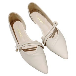 平底单鞋女2025年新款软底不累脚玛丽珍法式尖头侧空豆豆鞋瓢鞋