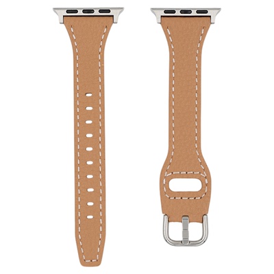 百搭基础款缝线真皮内环扣表带