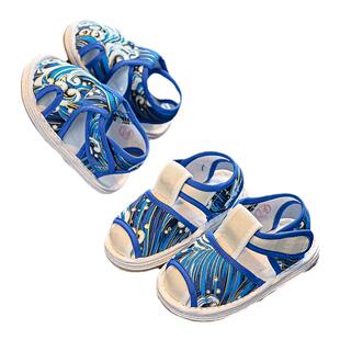 宝宝小布鞋儿童手工千层底布凉鞋小童男女童防滑软底室内老北京夏