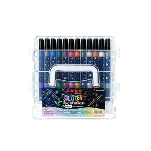 班米双头双色闪光马克笔珠光记号笔软头儿童学生荧光笔彩绘手帐