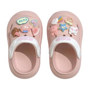 防撞包头拖鞋儿童夏季女宝宝可爱2024新款洞洞鞋防滑软底男童小孩