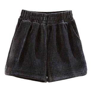 短裤女秋冬外穿宽松加厚灯芯绒裤配靴子半裤雪尼尔大码胖MM打底裤