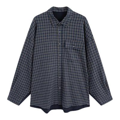 商场同款流石男装复古格子衬衫潮