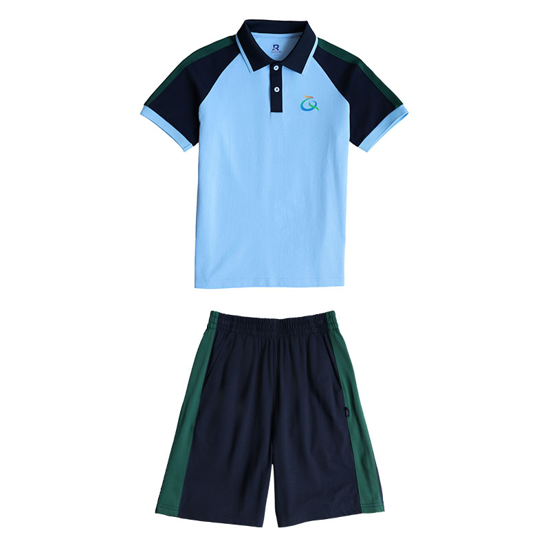 瑞蒽校服清远市2026中小学生夏季校服套装短袖短裤索罗娜冰感统一