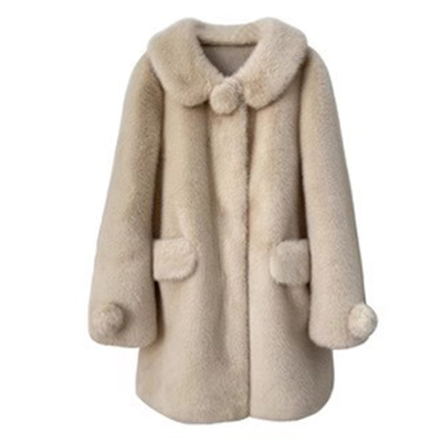 雪球仿水貂毛皮毛一体环保皮草