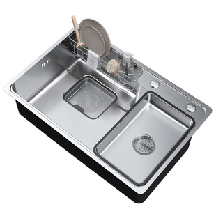 日丰纳米银色水槽大单槽厨房304不锈钢枪灰日式台下洗菜聚宝盆